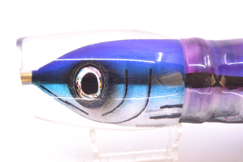 Tsutomu Lures “Hardline Aku” Fish Head Super Moke 14" 12oz Skirted Purple Skipjack