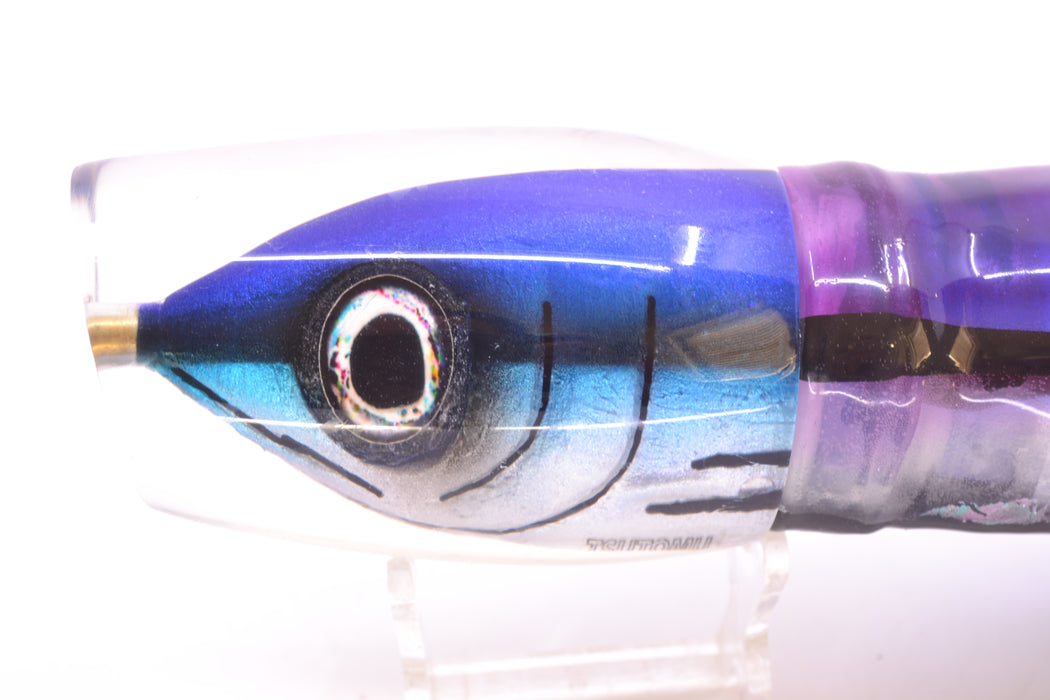 Tsutomu Lures “Hardline Aku” Fish Head Super Moke 14" 12oz Skirted Purple Skipjack