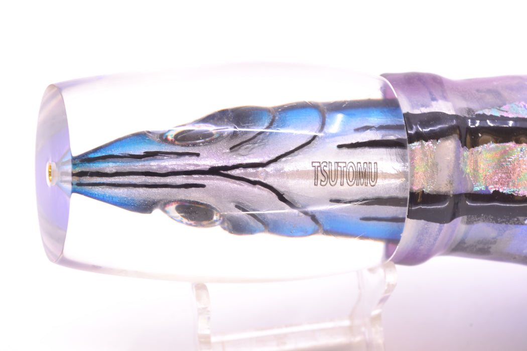 Tsutomu Lures “Hardline Aku” Fish Head Super Moke 14" 12oz Skirted Purple Skipjack