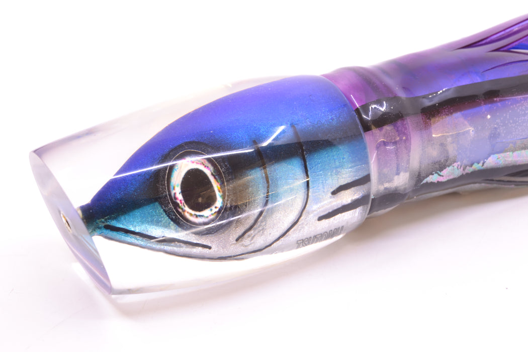 Tsutomu Lures “Hardline Aku” Fish Head Super Moke 14" 12oz Skirted Purple Skipjack