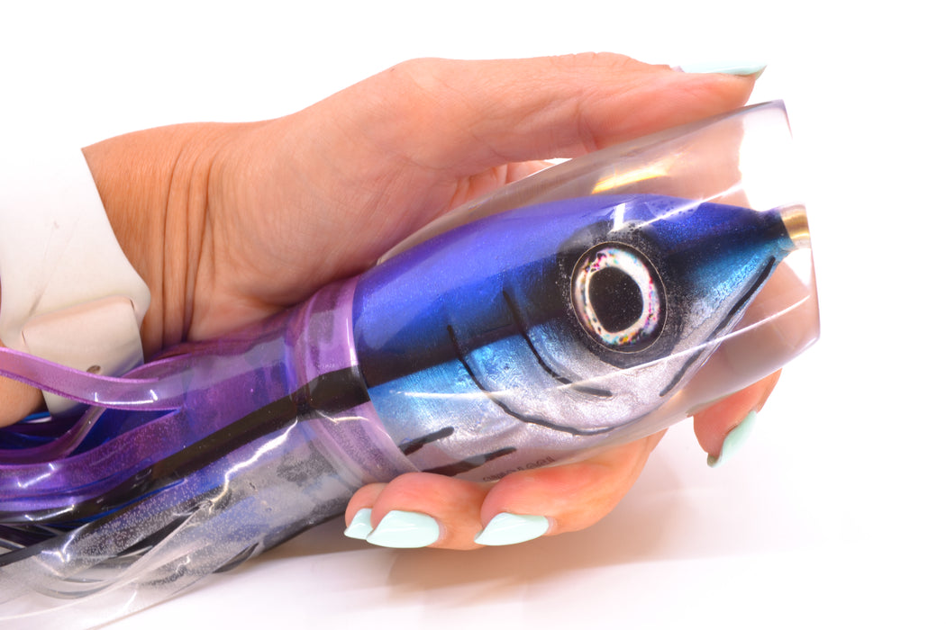 Tsutomu Lures “Hardline Aku” Fish Head Super Moke 14" 12oz Skirted Purple Skipjack