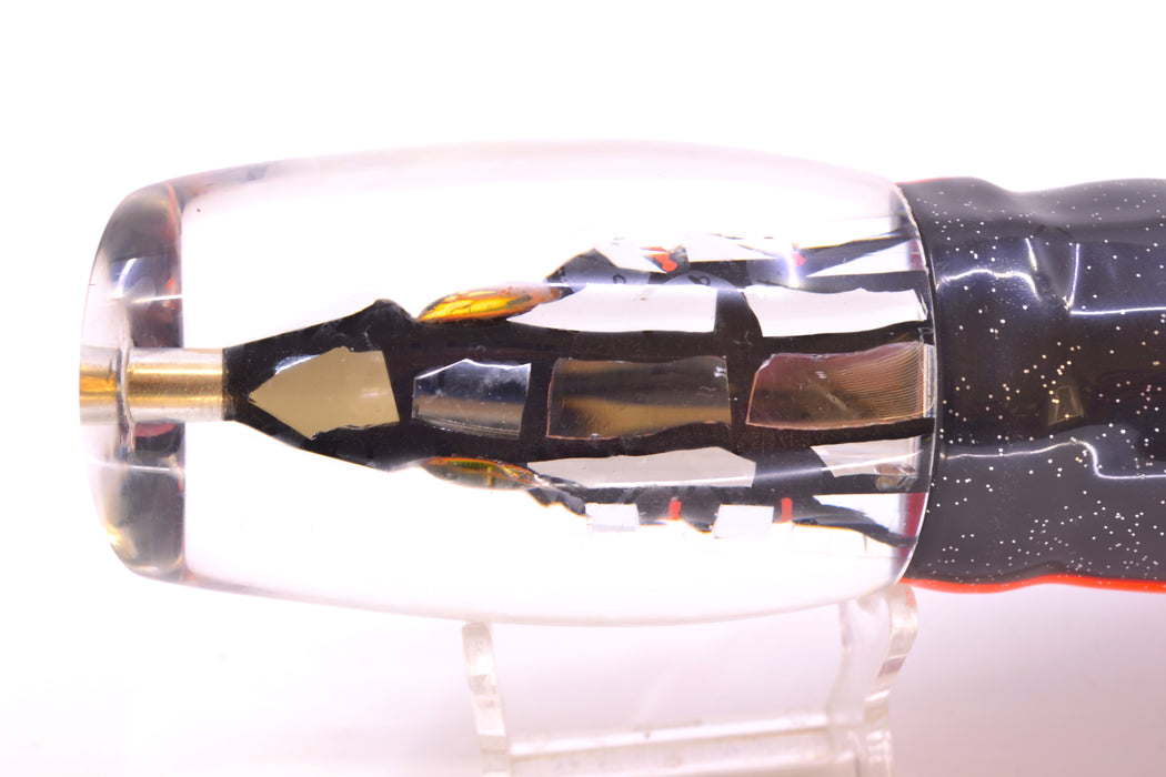 Tsutomu Lures “Disco Vampire” Fish Head Super Moke 14" 12oz Skirted Black & Red Bars