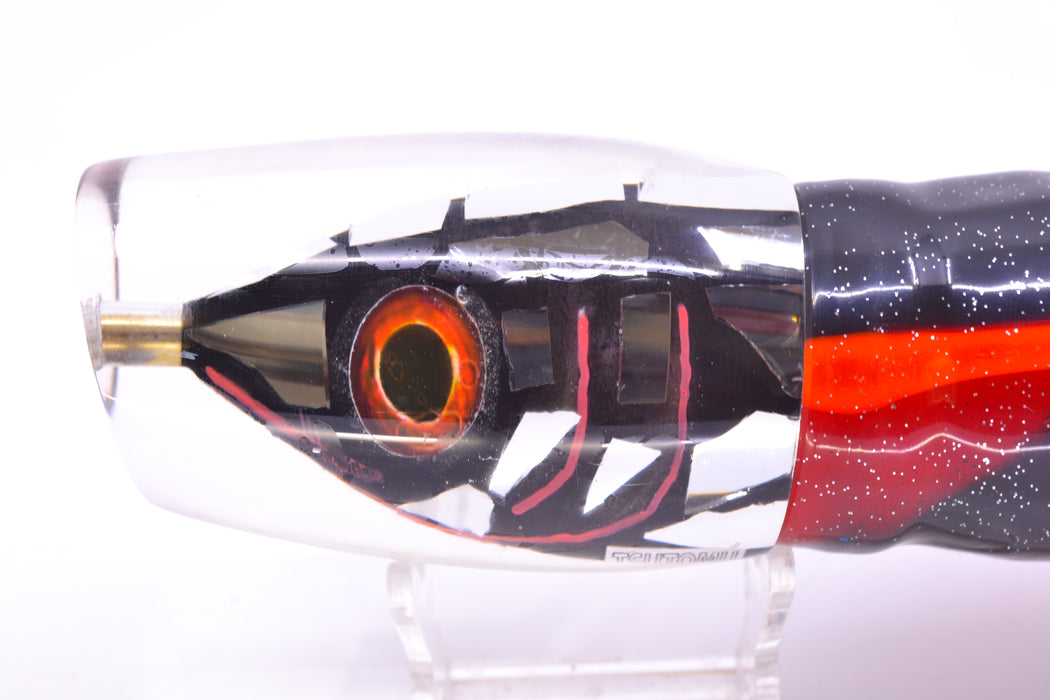 Tsutomu Lures “Disco Vampire” Fish Head Super Moke 14" 12oz Skirted Black & Red Bars