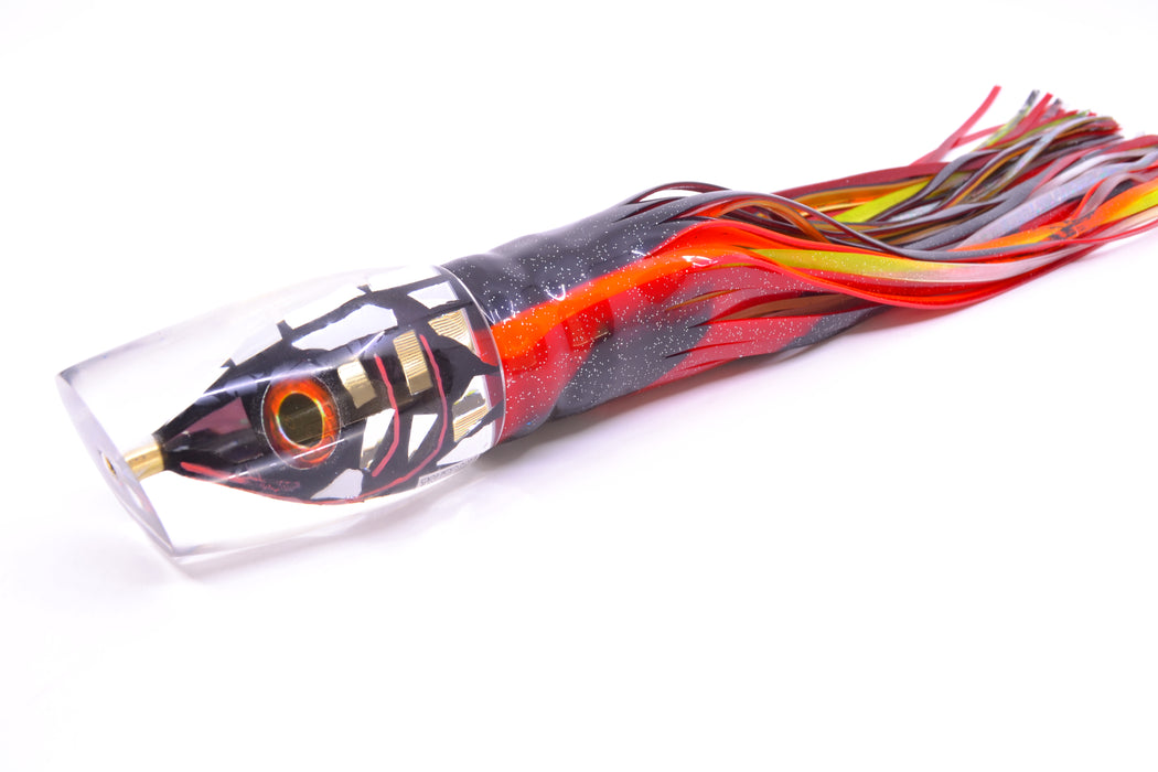 Tsutomu Lures “Disco Vampire” Fish Head Super Moke 14" 12oz Skirted Black & Red Bars