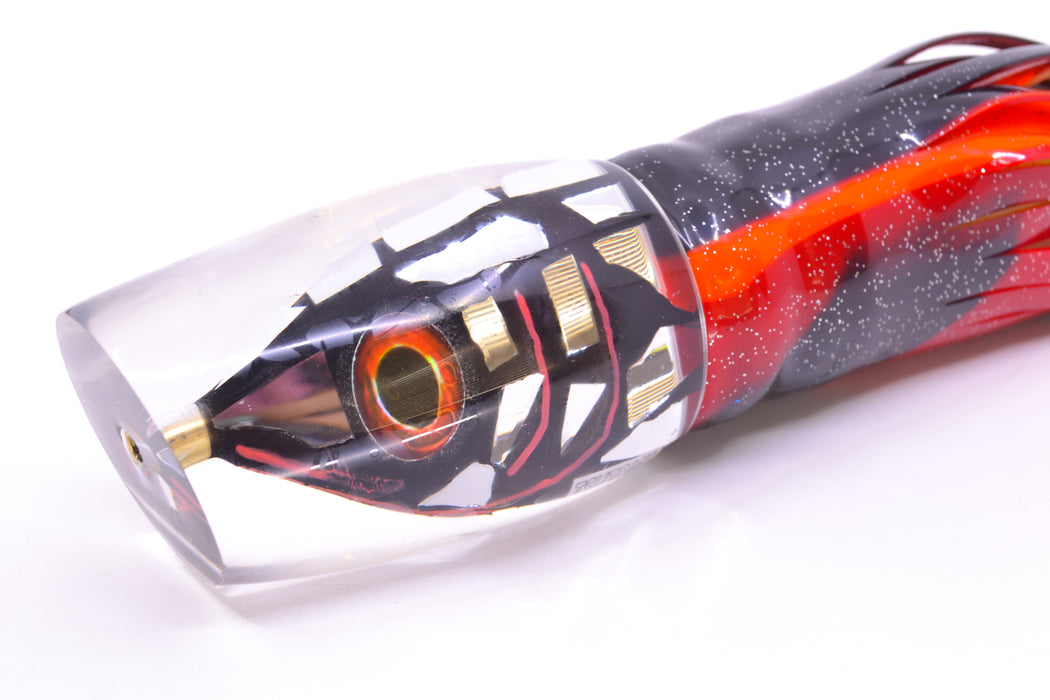 Tsutomu Lures “Disco Vampire” Fish Head Super Moke 14" 12oz Skirted Black & Red Bars