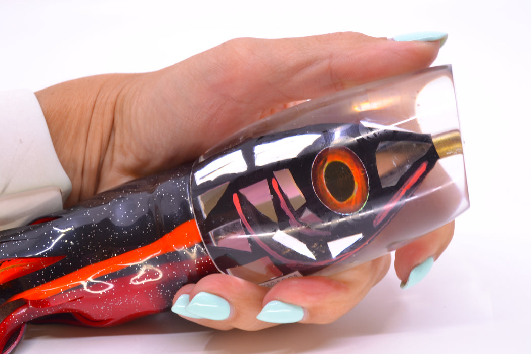 Tsutomu Lures “Disco Vampire” Fish Head Super Moke 14" 12oz Skirted Black & Red Bars