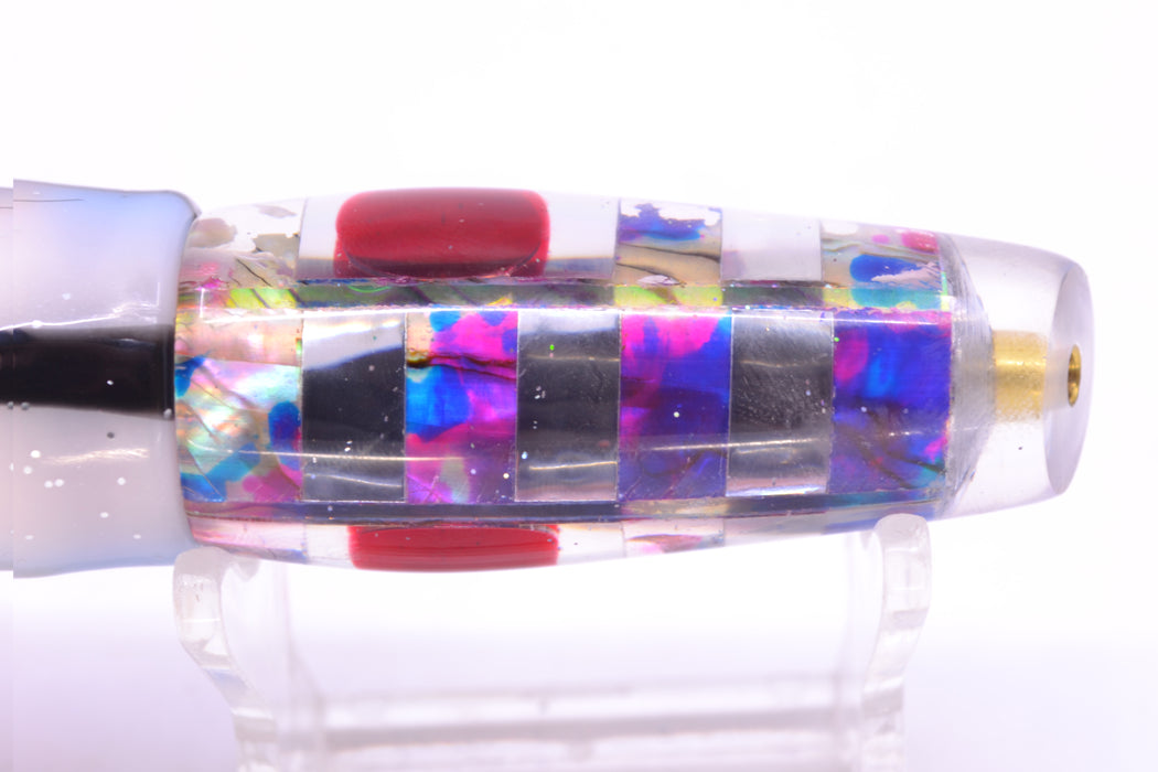 Ganku Lures Blue-Purple MOP & Chrome "Zebra" Longneck Cut Face 7" 4.4oz Skirted Gay Bob