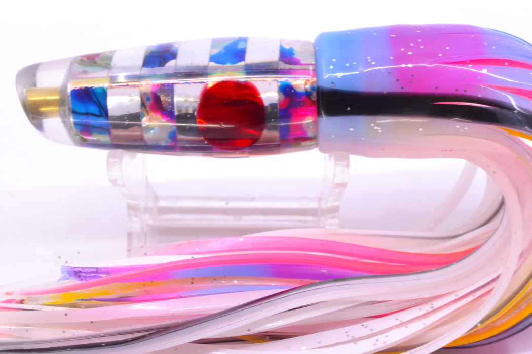 Ganku Lures Blue-Purple MOP & Chrome "Zebra" Longneck Cut Face 7" 4.4oz Skirted Gay Bob