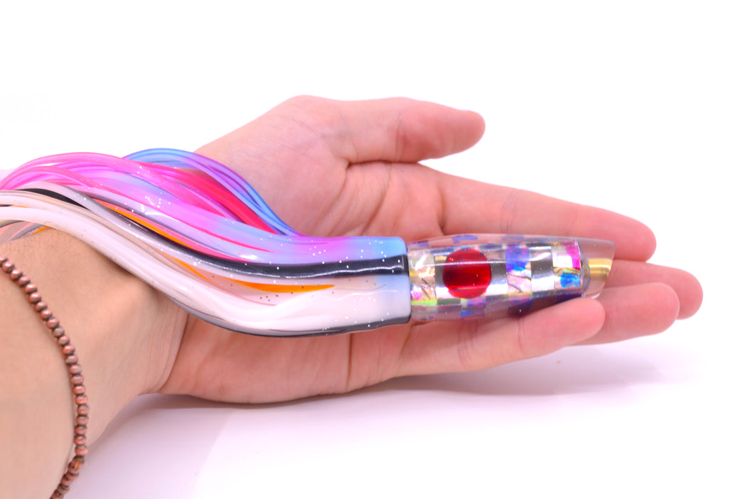 Ganku Lures Blue-Purple MOP & Chrome "Zebra" Longneck Cut Face 7" 4.4oz Skirted Gay Bob