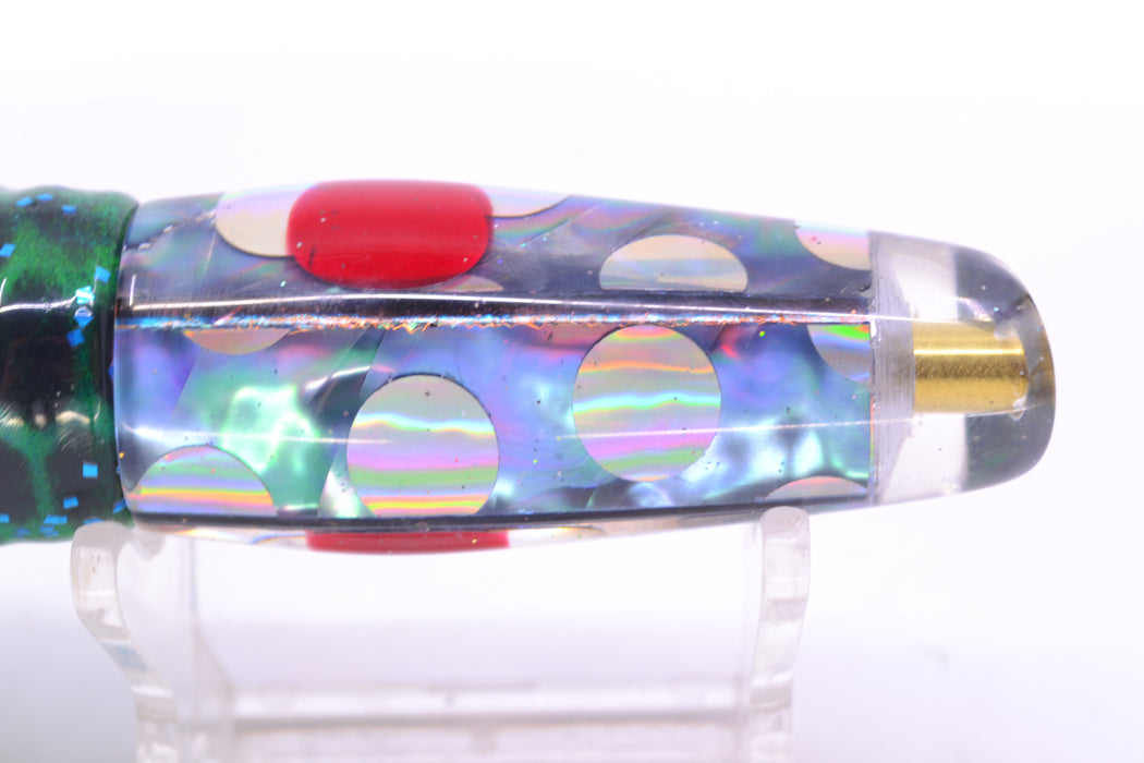 Ganku Lures Blue-Purple Abalone Silver Rainbow Dots Longneck Cut Face 7" 4.4oz Skirted