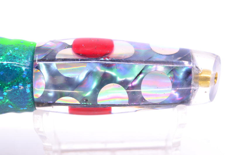 Ganku Lures Blue-Purple Abalone Silver Rainbow Dots Longneck Cut Face 7" 4.4oz Skirted