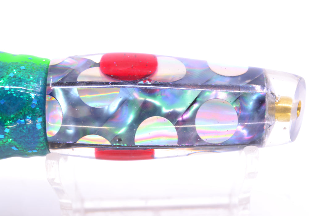 Ganku Lures Blue-Purple Abalone Silver Rainbow Dots Longneck Cut Face 7" 4.4oz Skirted