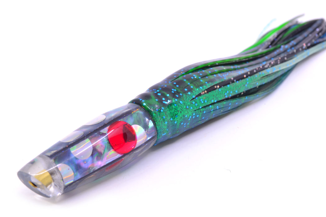 Ganku Lures Blue-Purple Abalone Silver Rainbow Dots Longneck Cut Face 7" 4.4oz Skirted