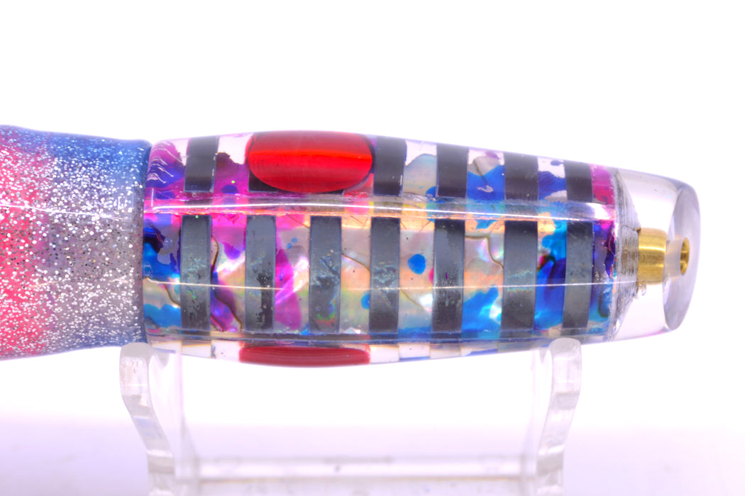 Ganku Lures Blue-Purple MOP & Black "Zebra" Longneck Cut Face 7" 4.4oz Skirted Blue-Silver