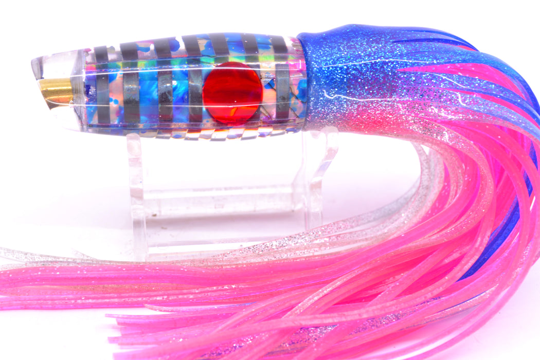 Ganku Lures Blue-Purple MOP & Black "Zebra" Longneck Cut Face 7" 4.4oz Skirted Blue-Silver
