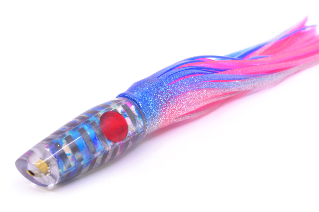 Ganku Lures Blue-Purple MOP & Black "Zebra" Longneck Cut Face 7" 4.4oz Skirted Blue-Silver