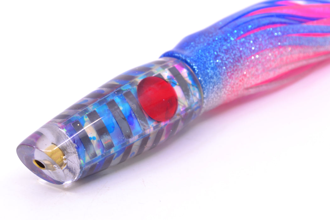 Ganku Lures Blue-Purple MOP & Black "Zebra" Longneck Cut Face 7" 4.4oz Skirted Blue-Silver