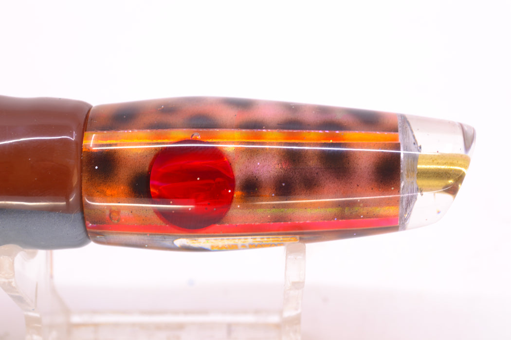 Ganku Lures "Tiger Cowrie" Longneck Cut Face 7" 4.4oz Skirted Root Beer-Silver Petrolero