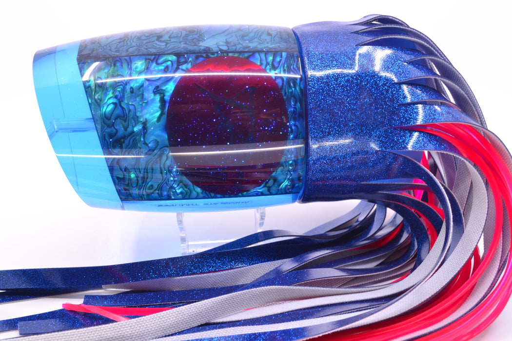 Bonze Lures Blue Paua Shell Red Eyes Chocolate Thunder Teaser 48oz Blue Vinyl