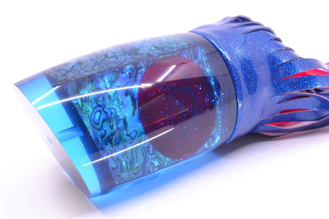 Bonze Lures Blue Paua Shell Red Eyes Chocolate Thunder Teaser 48oz Blue Vinyl