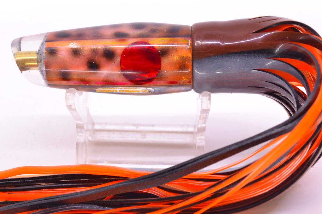 Ganku Lures "Tiger Cowrie" Longneck Cut Face 7" 4.4oz Skirted Root Beer-Silver Petrolero