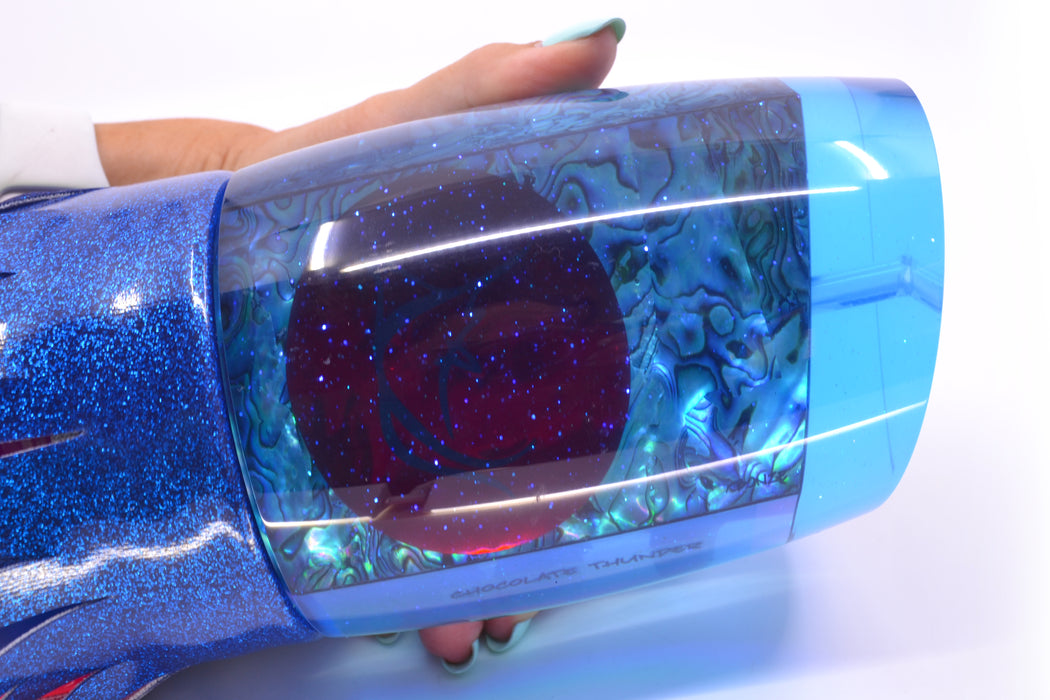 Bonze Lures Blue Paua Shell Red Eyes Chocolate Thunder Teaser 48oz Blue Vinyl