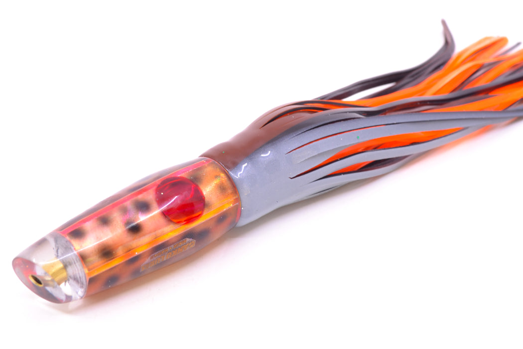 Ganku Lures "Tiger Cowrie" Longneck Cut Face 7" 4.4oz Skirted Root Beer-Silver Petrolero