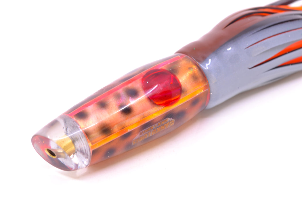 Ganku Lures "Tiger Cowrie" Longneck Cut Face 7" 4.4oz Skirted Root Beer-Silver Petrolero