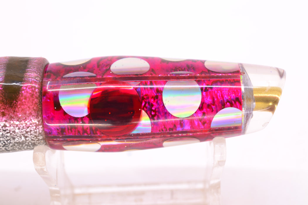 Ganku Lures Pink Abalone Silver Rainbow Dots Longneck Cut Face 7" 4.4oz Skirted Pink Aurora
