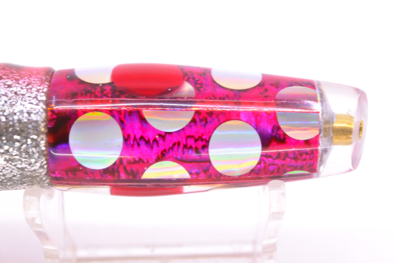 Ganku Lures Pink Abalone Silver Rainbow Dots Longneck Cut Face 7" 4.4oz Skirted Pink Aurora