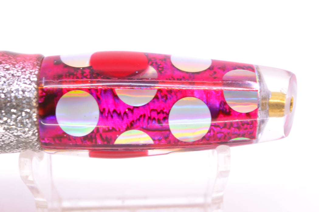 Ganku Lures Pink Abalone Silver Rainbow Dots Longneck Cut Face 7" 4.4oz Skirted Pink Aurora