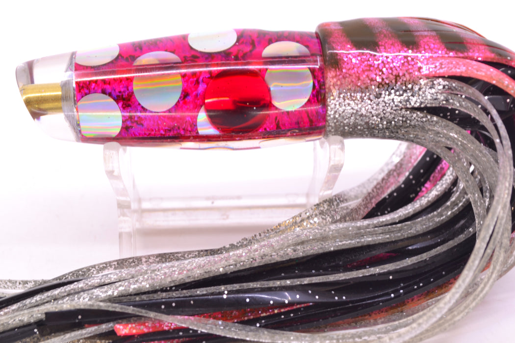 Ganku Lures Pink Abalone Silver Rainbow Dots Longneck Cut Face 7" 4.4oz Skirted Pink Aurora