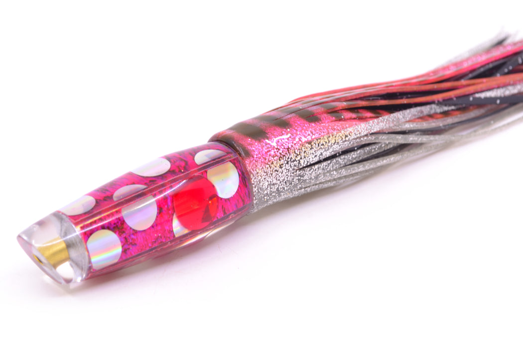 Ganku Lures Pink Abalone Silver Rainbow Dots Longneck Cut Face 7" 4.4oz Skirted Pink Aurora