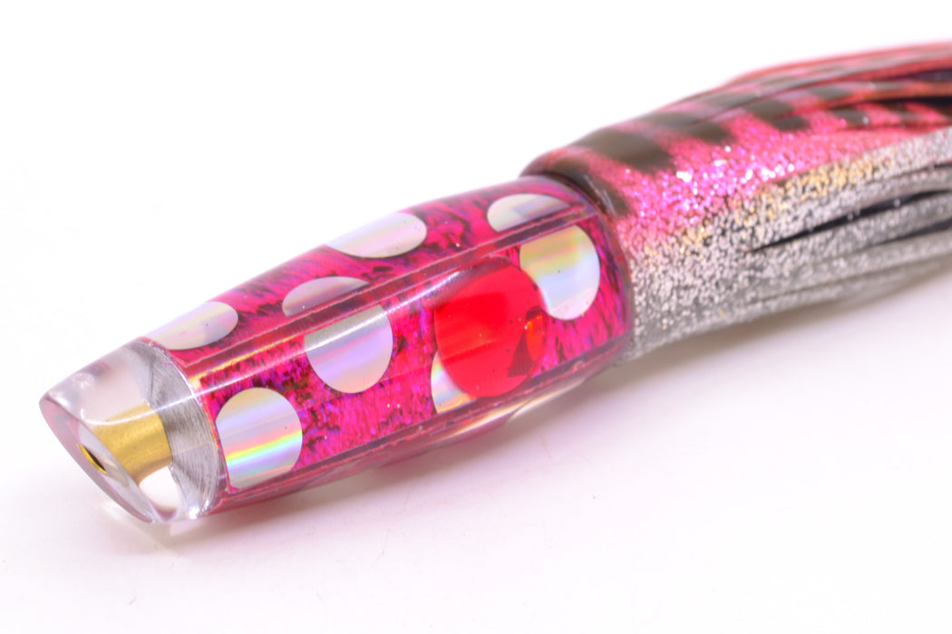 Ganku Lures Pink Abalone Silver Rainbow Dots Longneck Cut Face 7" 4.4oz Skirted Pink Aurora