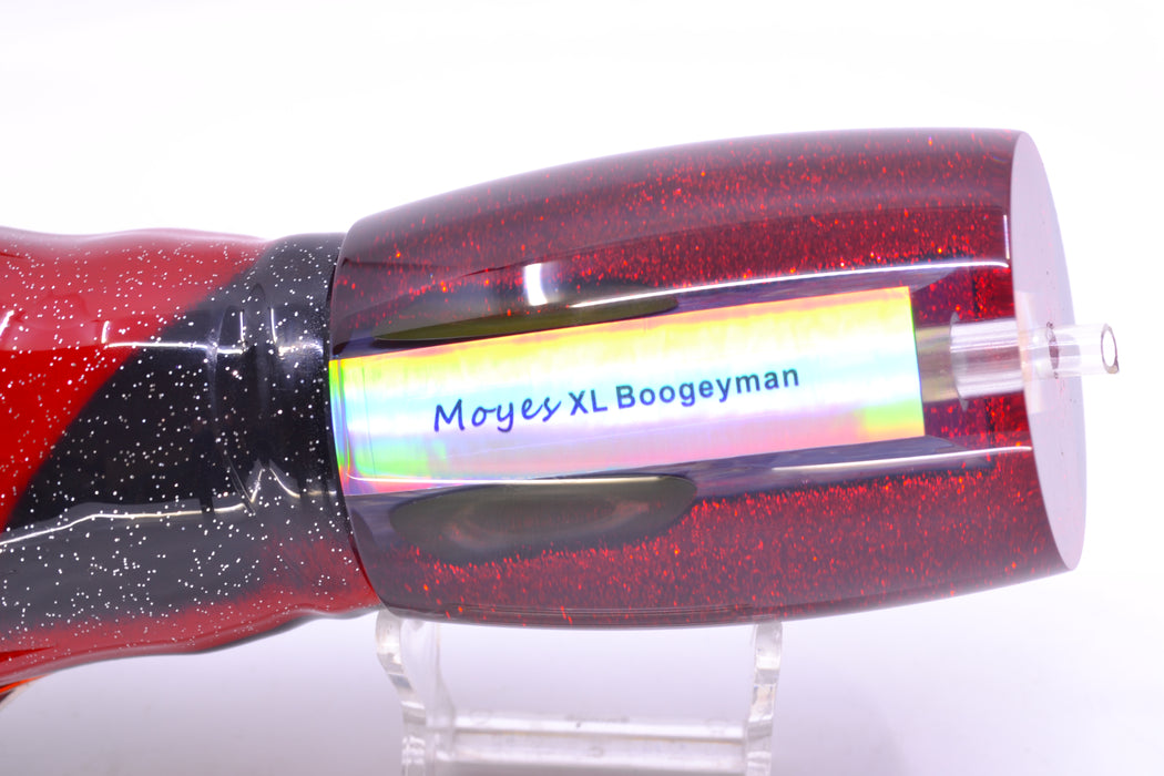Moyes Lures Rainbow MOP Black-Red Back XL Boogeyman 16" 14.4oz Skirted Black-Red