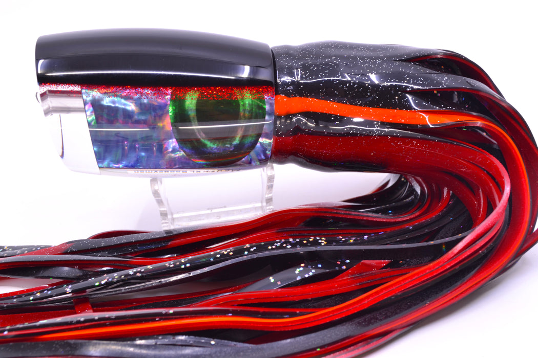 Moyes Lures Rainbow MOP Black-Red Back XL Boogeyman 16" 14.4oz Skirted Black-Red