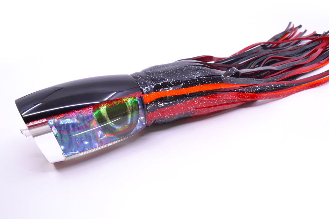 Moyes Lures Rainbow MOP Black-Red Back XL Boogeyman 16" 14.4oz Skirted Black-Red