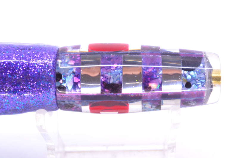 Ganku Lures Blue-Purple S&P-Silver "Zebra" Longneck Pusher 7" 5oz Skirted Purple-Blue