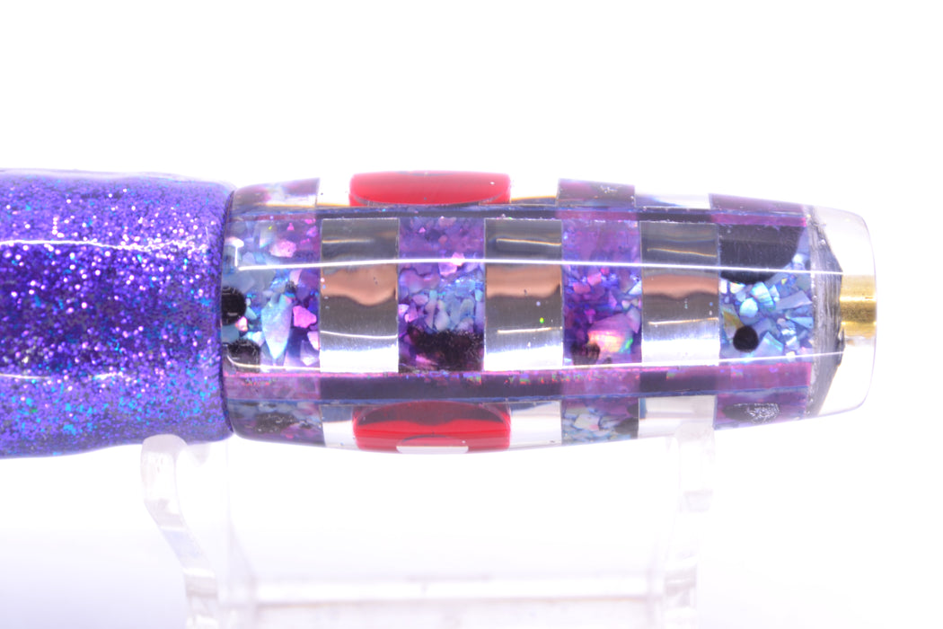 Ganku Lures Blue-Purple S&P-Silver "Zebra" Longneck Pusher 7" 5oz Skirted Purple-Blue