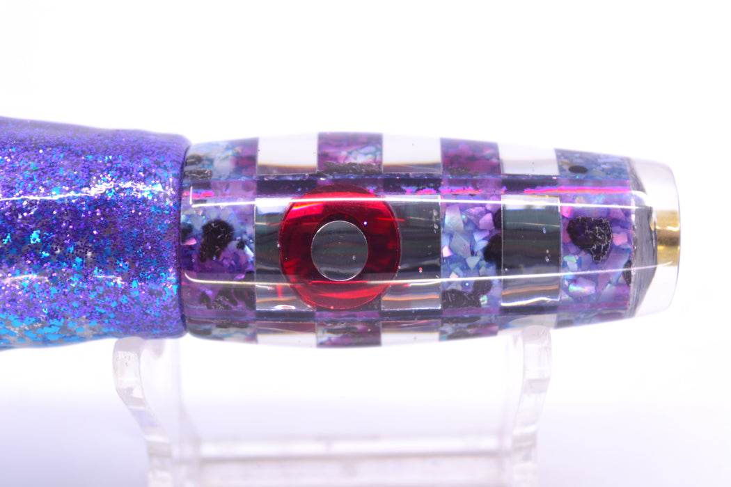 Ganku Lures Blue-Purple S&P-Silver "Zebra" Longneck Pusher 7" 5oz Skirted Purple-Blue