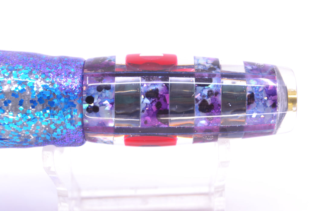 Ganku Lures Blue-Purple S&P-Silver "Zebra" Longneck Pusher 7" 5oz Skirted Purple-Blue
