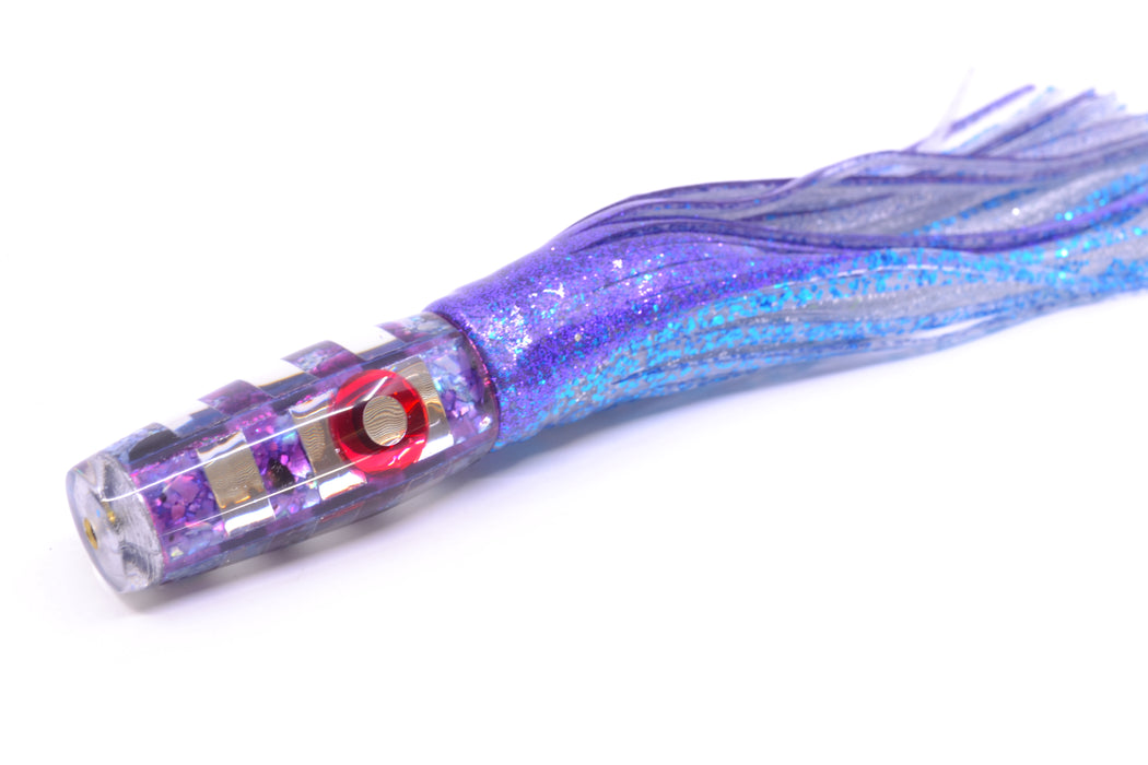 Ganku Lures Blue-Purple S&P-Silver "Zebra" Longneck Pusher 7" 5oz Skirted Purple-Blue