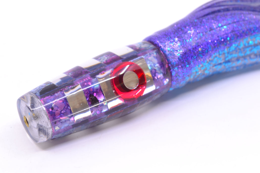 Ganku Lures Blue-Purple S&P-Silver "Zebra" Longneck Pusher 7" 5oz Skirted Purple-Blue