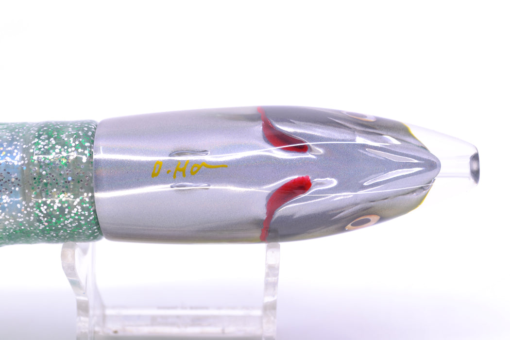 JB Signature Lures Speckled Blue-Yellow-Silver Fish Head Medium Barrel Bomb 9" 5.5oz Skirted