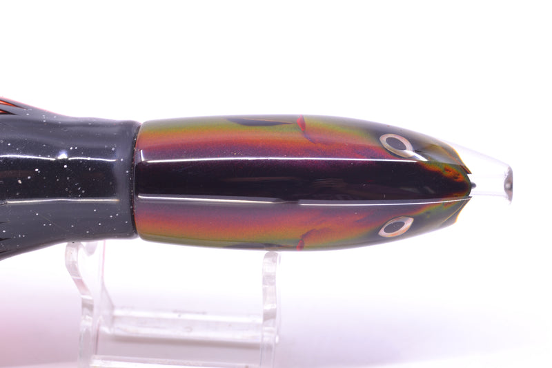 JB Signature Lures Black-Root Beer-Silver Fish Head Medium Barrel Bomb 9" 5.5oz Skirted
