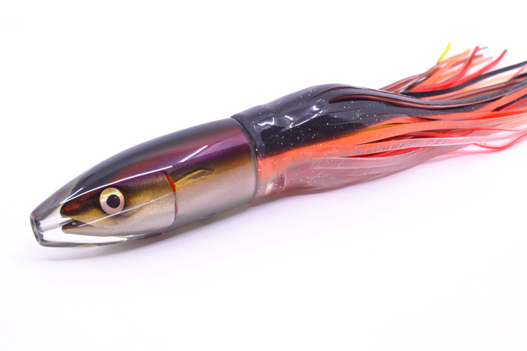 JB Signature Lures Black-Root Beer-Silver Fish Head Medium Barrel Bomb 9" 5.5oz Skirted