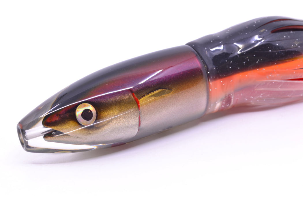 JB Signature Lures Black-Root Beer-Silver Fish Head Medium Barrel Bomb 9" 5.5oz Skirted