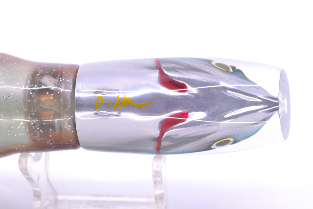 JB Signature Lures Bleeding Purple-Green-Silver Fish Head Medium Plunger 9" 5oz Skirted