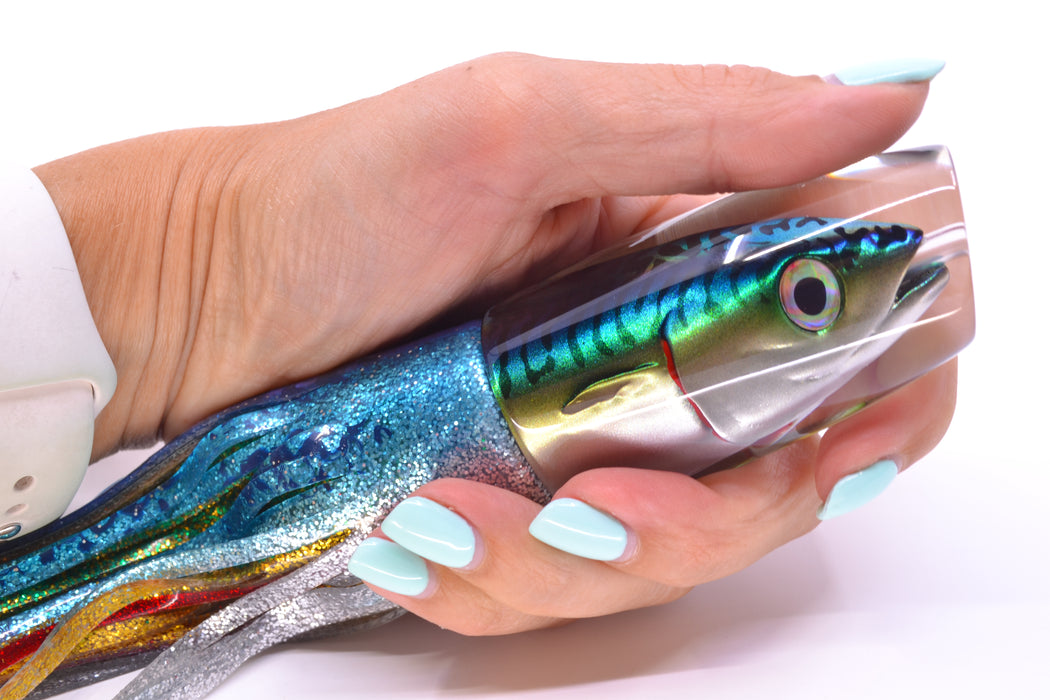 JB Signature Lures Green-Blue Mackerel Medium Plunger 9" 5oz Skirted
