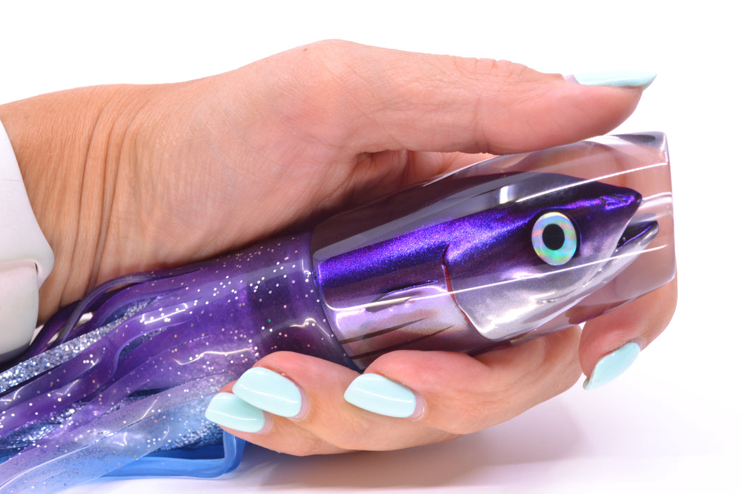 JB Signature Lures Bleeding Purple Skipjack Medium Plunger 9" 5oz Skirted Purple-Blue